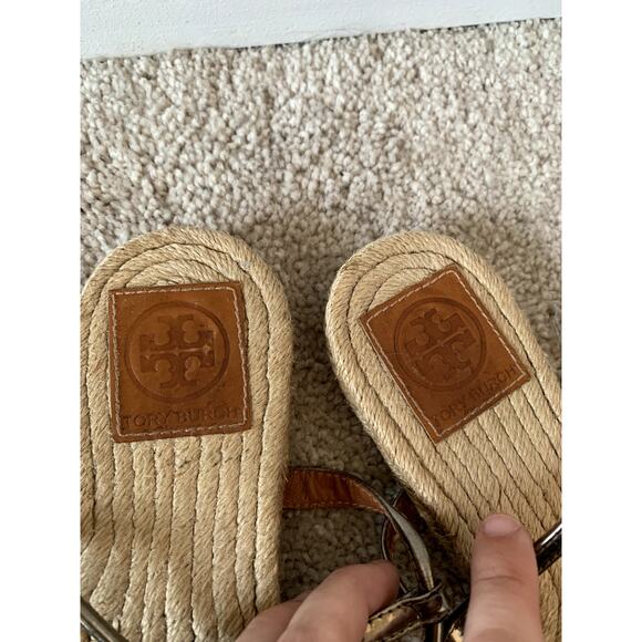 Tory Burch Adjustable Silver Jute Strappy Sandals Size 8 - Picture 4 of 7